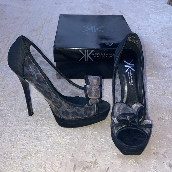 NIB Kardashian Kollection Miami sz8 Platform Leopard Heel - Picture 3 of 7